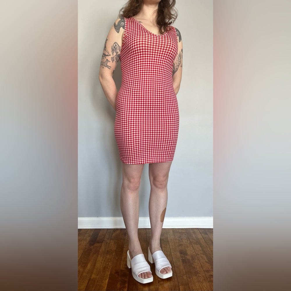 Vintage gingham bodycon mini dress
